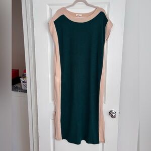 Entro Teal and Beige Midi Dress